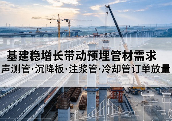 章丘基建稳增长带动预埋监测管材需求，声测管、沉降板、注浆管订单持续放量